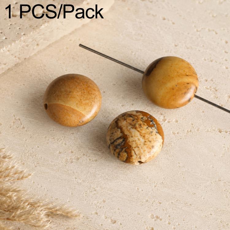 Natural Loose-bead DIY Accessories for Bracelets and Necklaces — Round Picture Jasper Bead