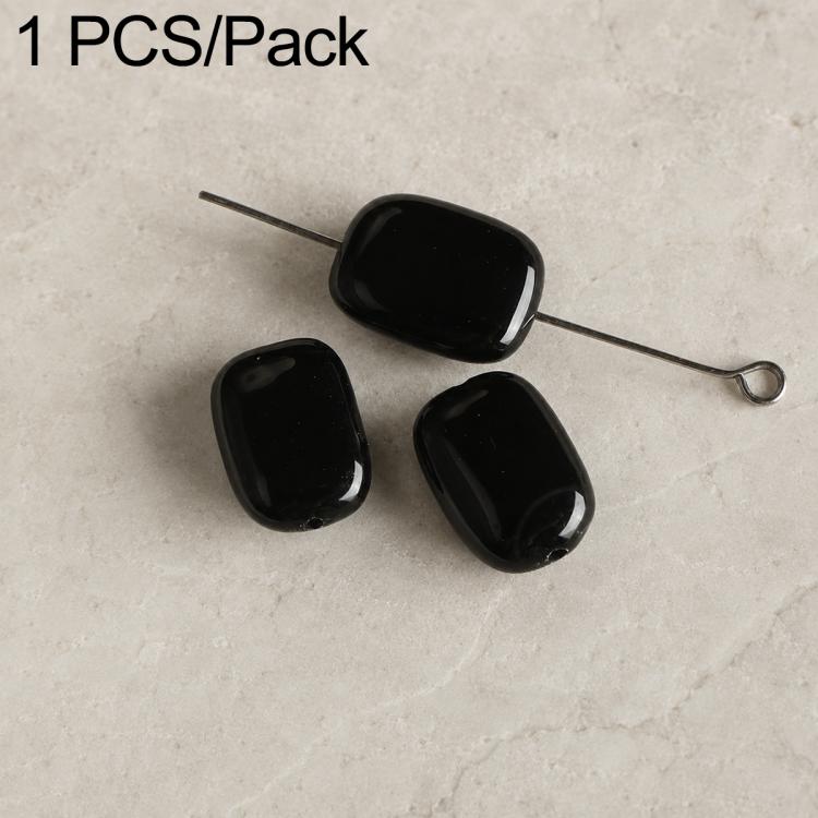 Natural Loose-bead DIY Accessories for Bracelets and Necklaces — Medium Black Agate Bead