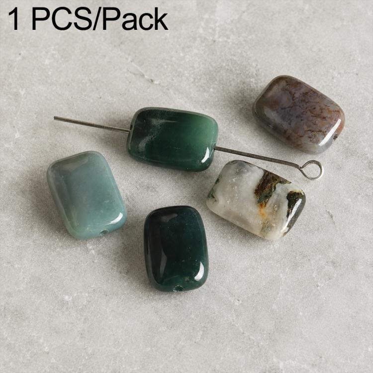 Natural Loose-bead DIY Accessories for Bracelets and Necklaces — Medium Moss Agate Bead