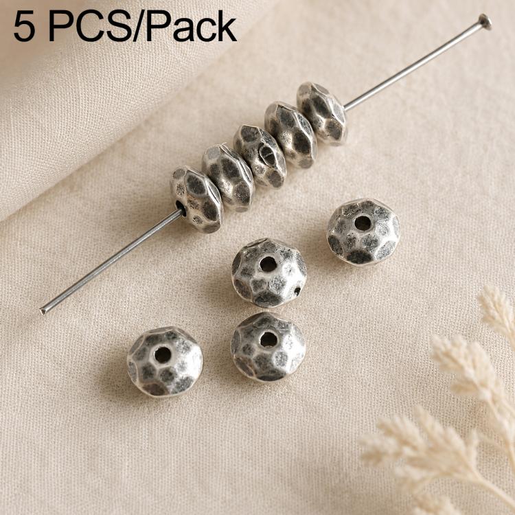 5 PCS/Set Tarnish-Resistant Vintage Silver Spacers and Beads DIY Accessories — Textured Saucer Bead