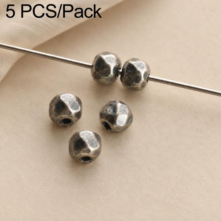 5 PCS/Set Tarnish-Resistant Vintage Silver Spacers and Beads DIY Accessories — Textured Round Bead