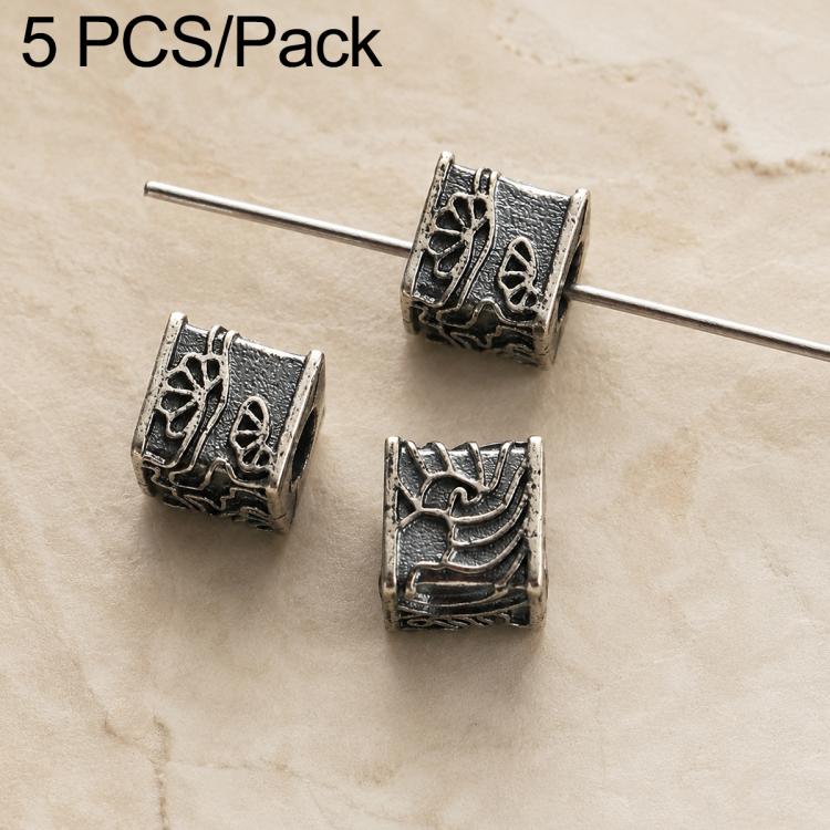 5 PCS/Set Tarnish-Resistant Vintage Silver Spacers and Beads DIY Accessories — Pine Leaf Cube Bead