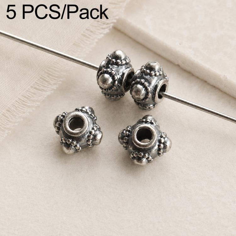 5 PCS/Set Tarnish-Resistant Vintage Silver Spacers and Beads DIY Accessories — Textured Small Bead