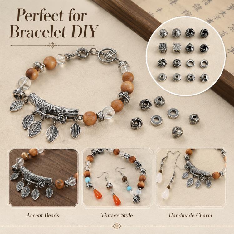 Tarnish-Resistant Vintage Silver Spacers and Beads DIY Accessories — view 3