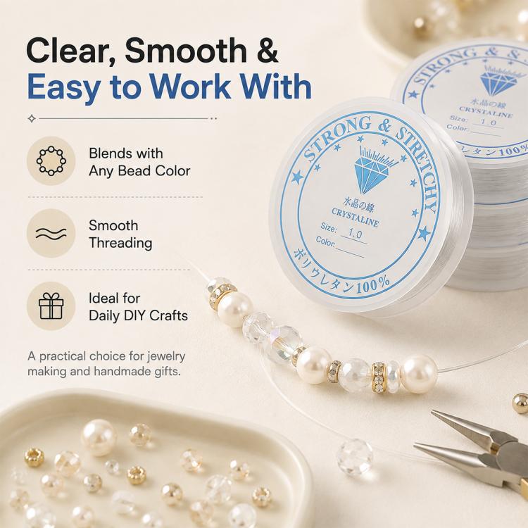 Transparent White Elastic Beading Cord DIY Craft Accessory for Bracelets — view 8