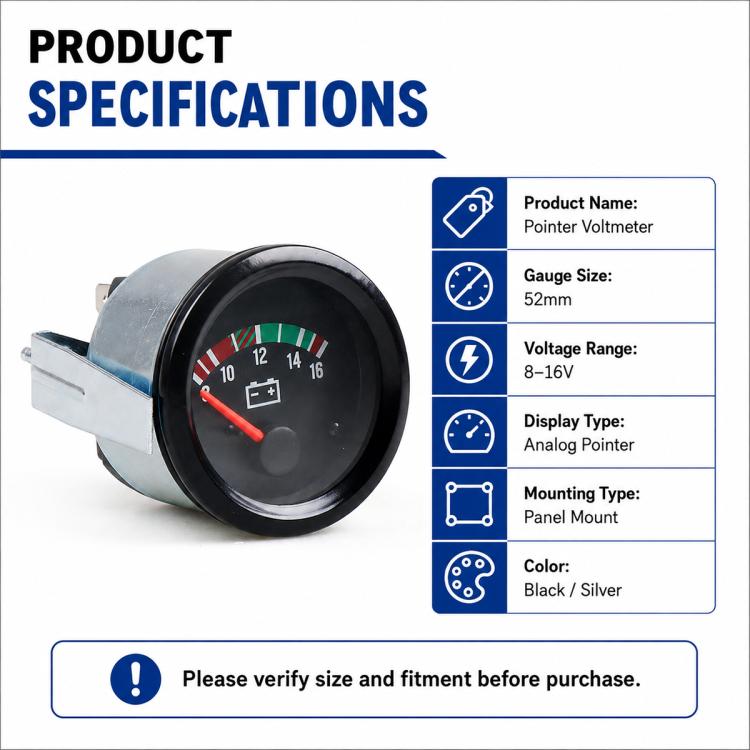 52mm High-precision Pointer-type 8-16V Voltmeter