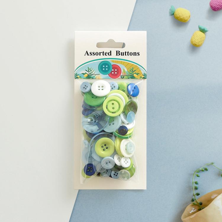 60g/Pack Mixed Sizes Colorful Round Resin Buttons DIY Craft Kit for Children, 100-200Pieces/Pack — Black