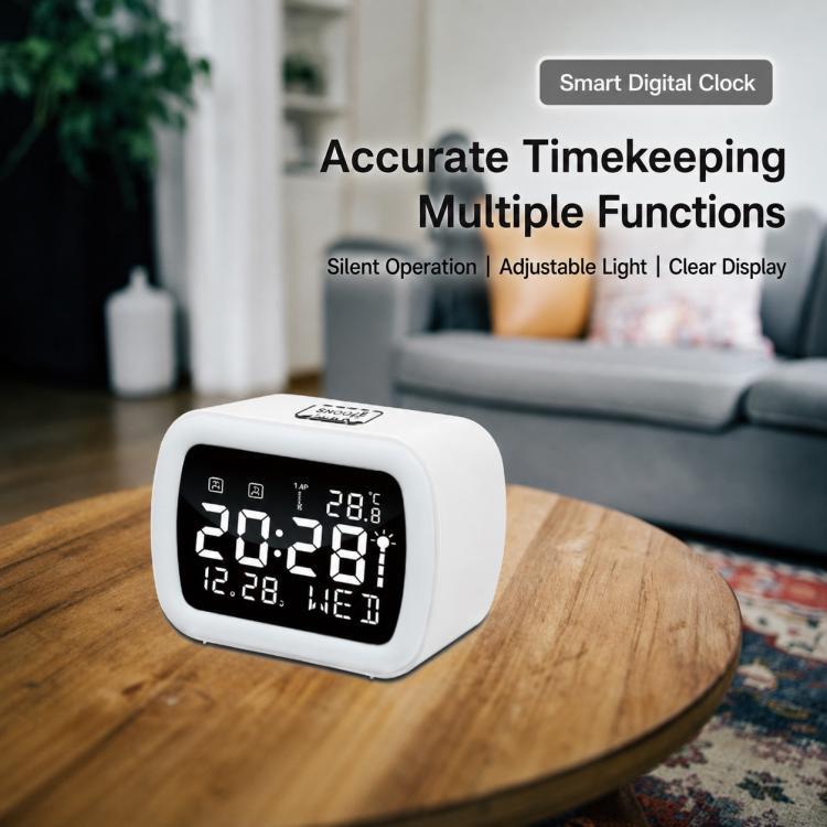 DS-5801 LED Smart Temperature Display Electronic Digital Clock with Night Light — Sky Blue