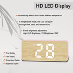 DS-5821L Multifunctional Bamboo Texture Smart LED Digital Display Electronic Alarm Clock — Sky Blue