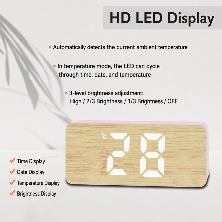 DS-5821L Multifunctional Bamboo Texture Smart LED Digital Display Electronic Alarm Clock — Sky Blue