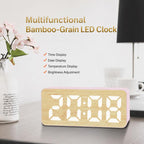 DS-5821L Multifunctional Bamboo Texture Smart LED Digital Display Electronic Alarm Clock — view 7