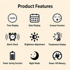 DS-5821L Multifunctional Bamboo Texture Smart LED Digital Display Electronic Alarm Clock — view 8