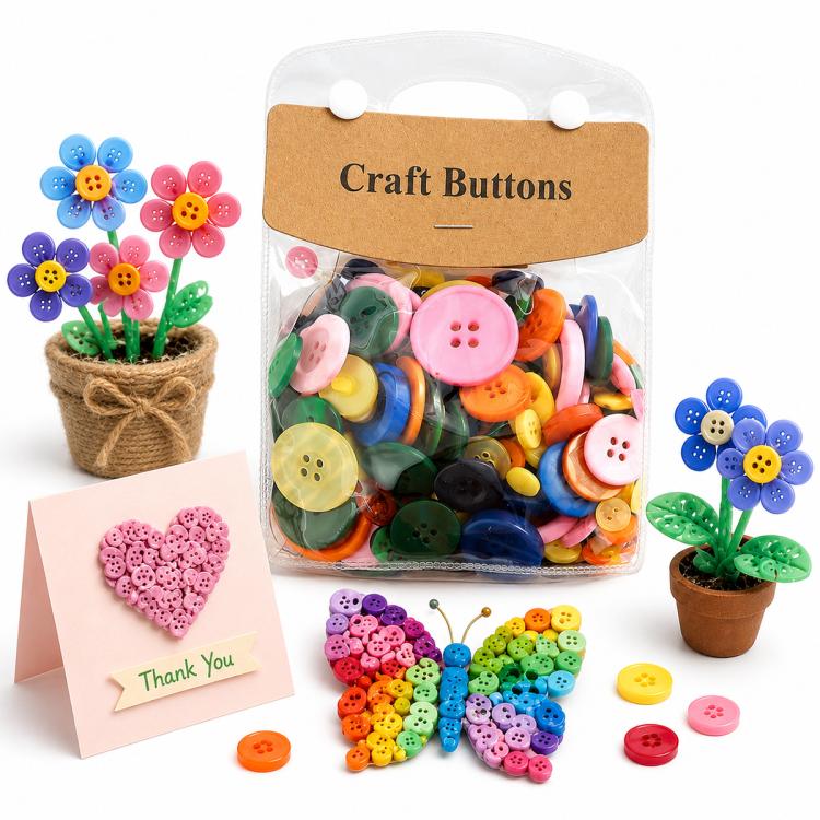 175g/Pack Mixed Sizes Colorful Round Resin Buttons DIY Craft Kit, 250-400 Pieces/Pack — Ocean