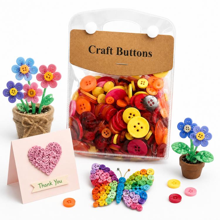 175g/Pack Mixed Sizes Colorful Round Resin Buttons DIY Craft Kit, 250-400 Pieces/Pack — Blue Glow