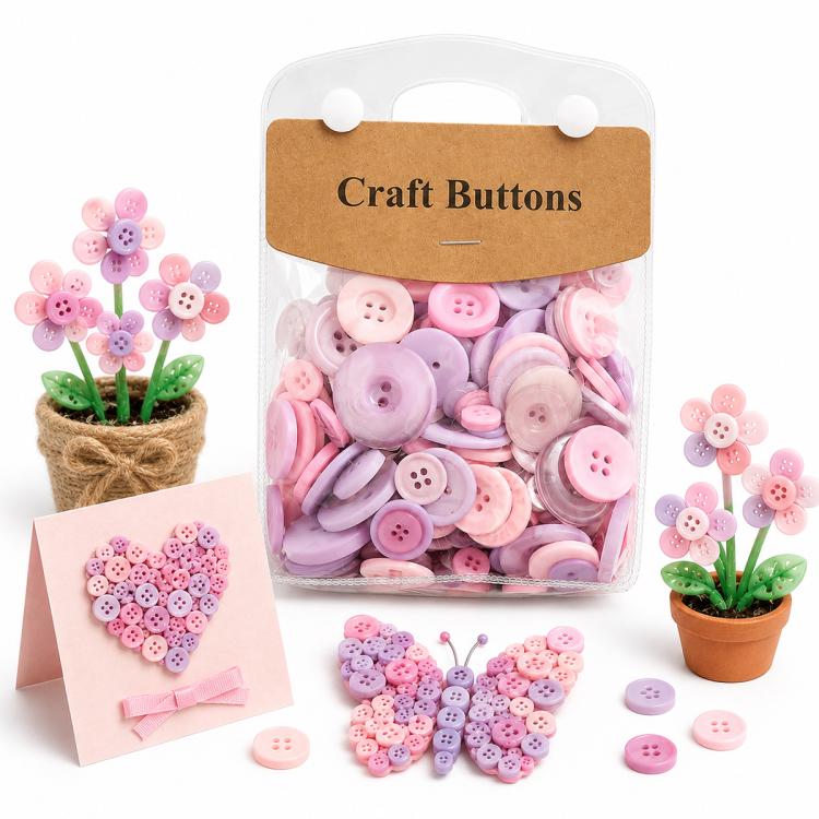 175g/Pack Mixed Sizes Colorful Round Resin Buttons DIY Craft Kit, 250-400 Pieces/Pack — Cool Tones