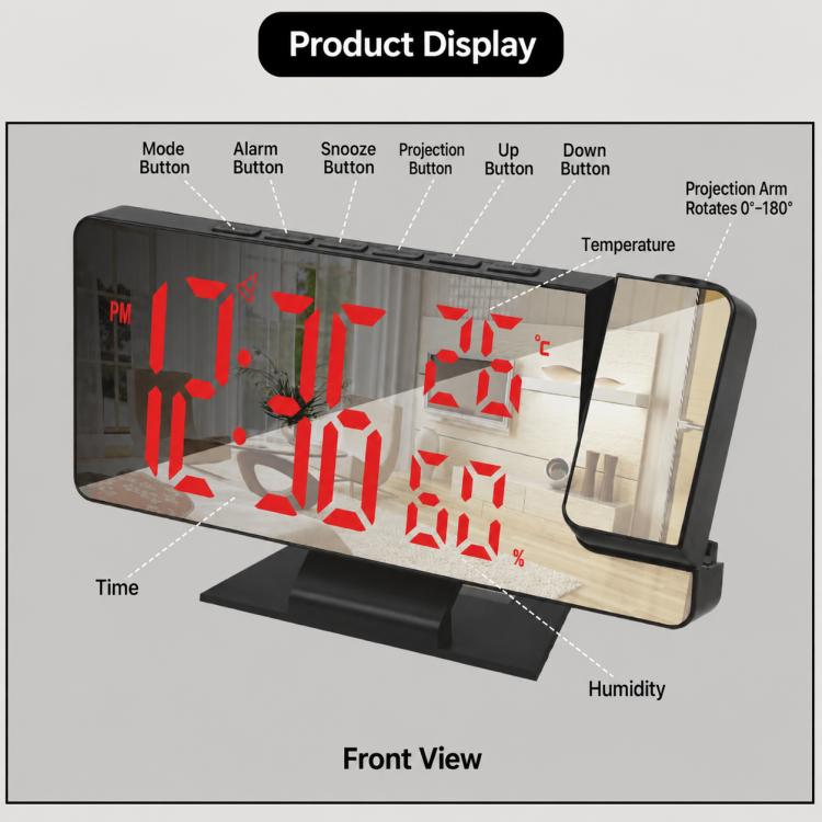 DS-3718LW Multifunctional Creative LED Screen Projection Display Electronic Clock — view 7