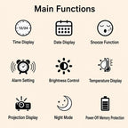 DS-5822LP Creative Bamboo Texture LED Screen Dual Projection Display Electronic Digital Clock — view 3