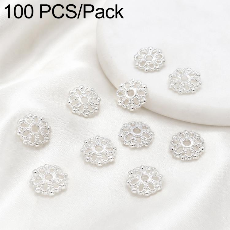 100 PCS/Pack Gold Filled Hollow Flower Bead Caps Spacers for DIY Jewelry Making — Copper Coin Bead Cap 8mm Hole 2.4mm