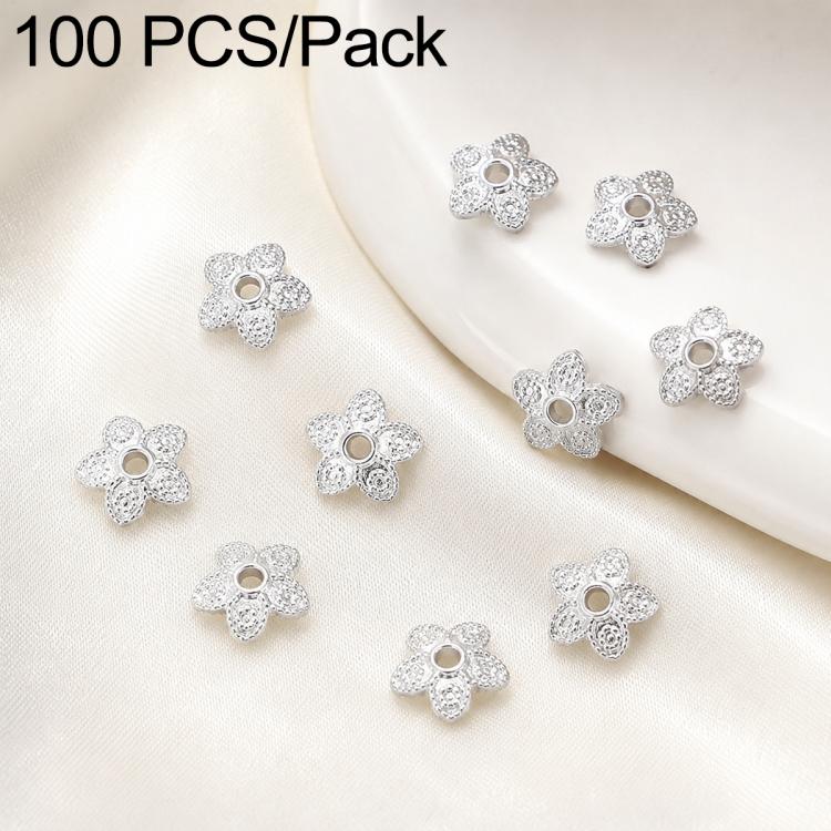 100 PCS/Pack Gold Filled Hollow Flower Bead Caps Spacers for DIY Jewelry Making — view 19