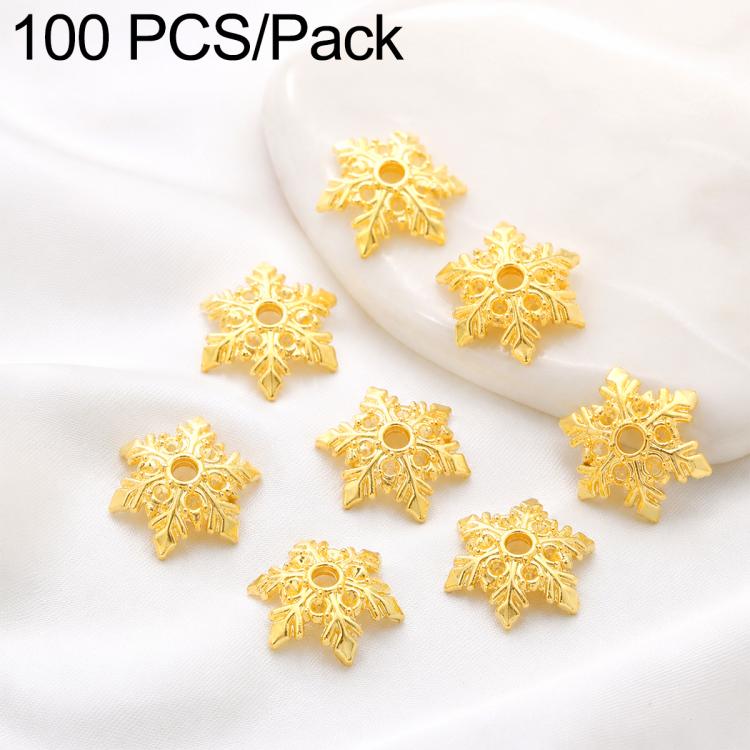 100 PCS/Pack Gold Filled Hollow Flower Bead Caps Spacers for DIY Jewelry Making — 6-Petal Leaf Flower Cap 8mm