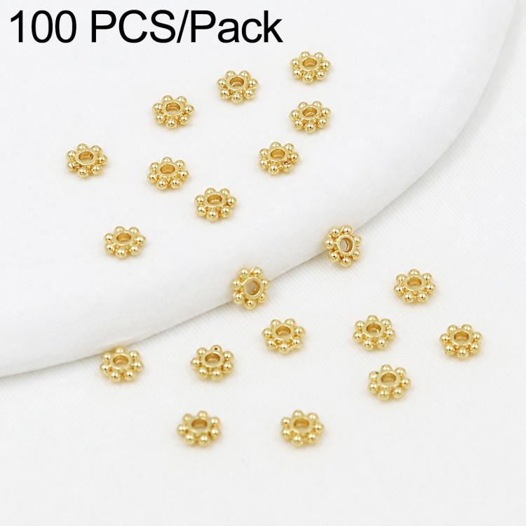 100 PCS/Pack Gold Filled Snowflake Bead Caps Spacers for DIY Jewelry Making — Gear Snowflake 4mm