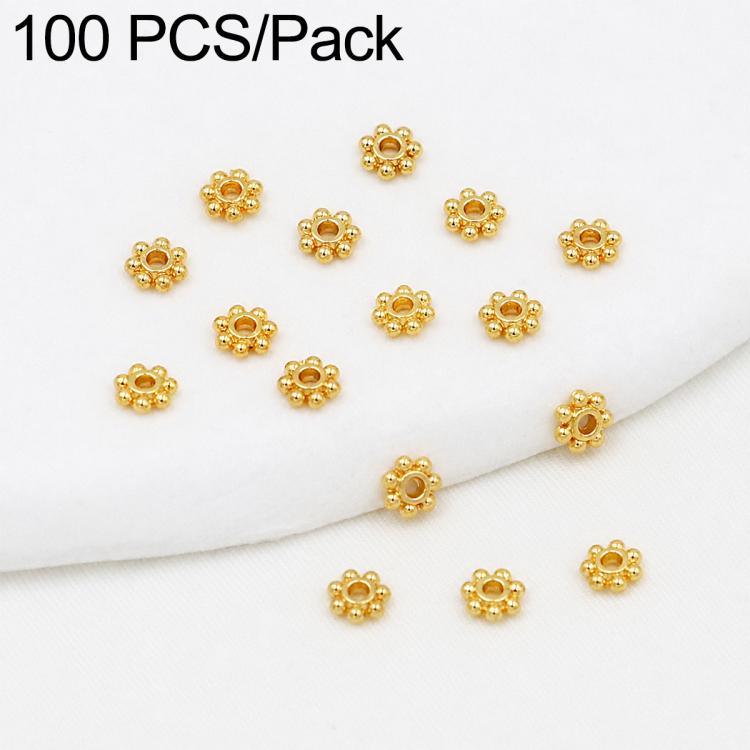 100 PCS/Pack Gold Filled Snowflake Bead Caps Spacers for DIY Jewelry Making — 14K Gold Color