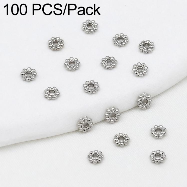100 PCS/Pack Gold Filled Snowflake Bead Caps Spacers for DIY Jewelry Making — Thick Silver
