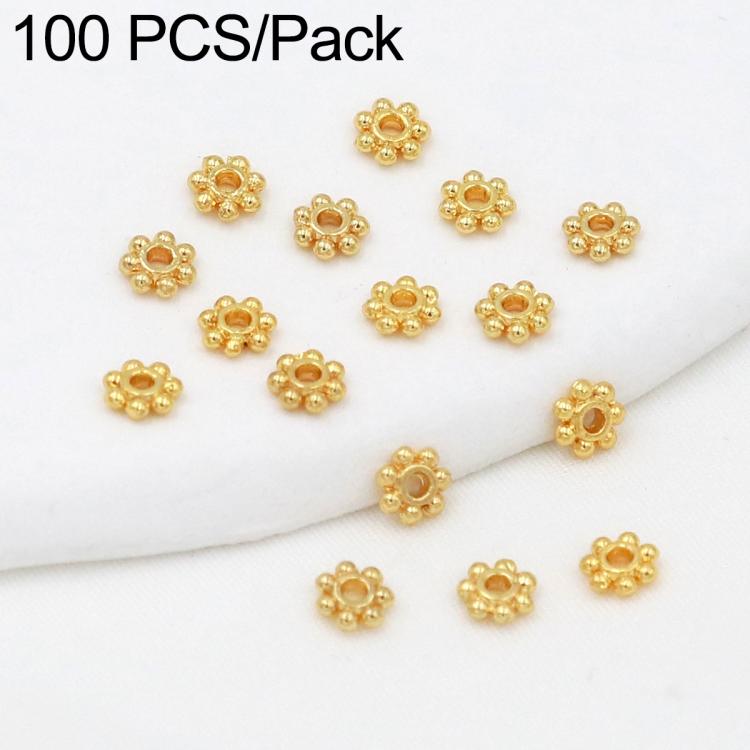 100 PCS/Pack Gold Filled Snowflake Bead Caps Spacers for DIY Jewelry Making — 18K Gold Color