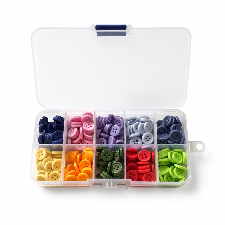 Mixed Color Round Resin Four-hole Buttons DIY Craft Kit — 0.9cm Pearlescent Wide-rim 150 PCS