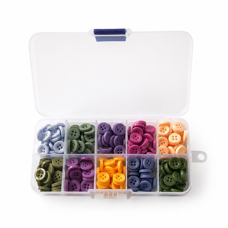 Mixed Color Round Resin Four-hole Buttons DIY Craft Kit — 1cm Narrow-rim 150 PCS