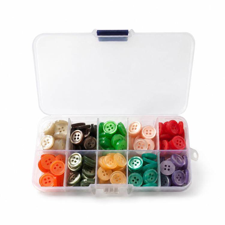 Mixed Color Round Resin Four-hole Buttons DIY Craft Kit — 1.1cm Patterned 100 PCS