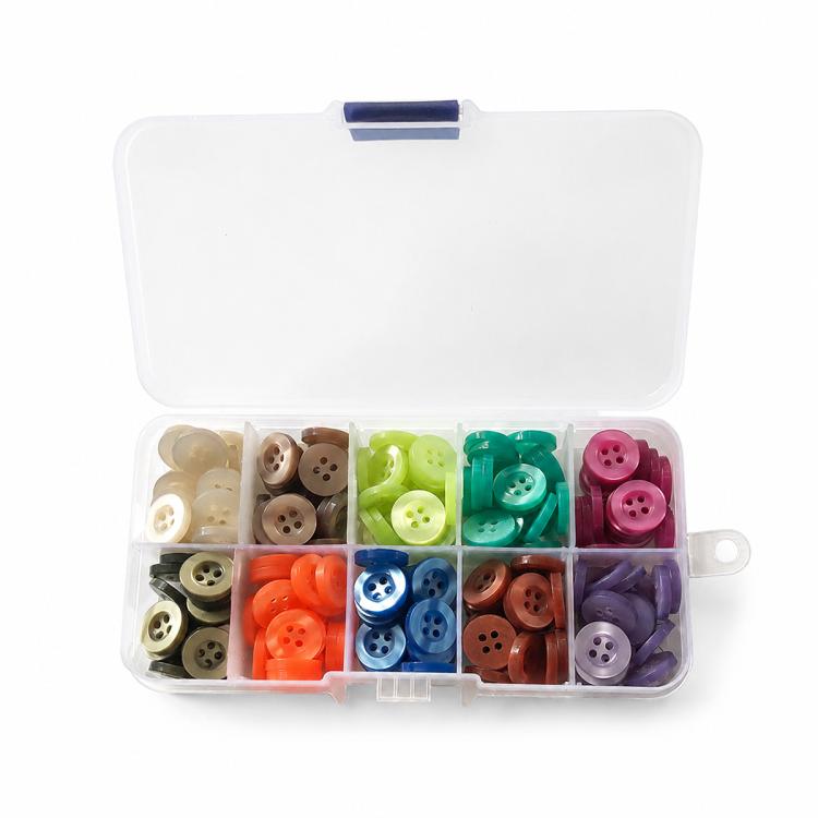 Mixed Color Round Resin Four-hole Buttons DIY Craft Kit — 1.2cm Pearlescent Narrow-rim 120 PCS