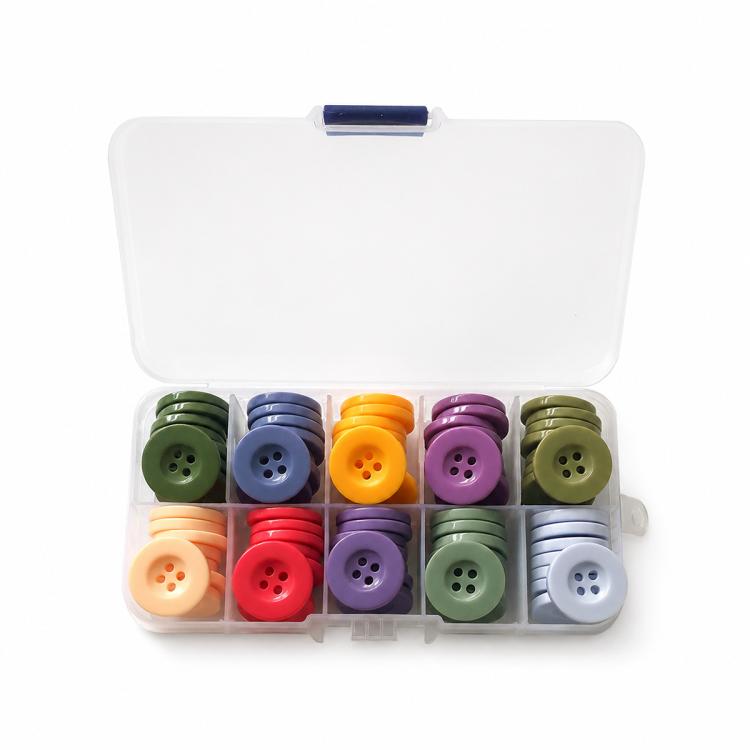 Mixed Color Round Resin Four-hole Buttons DIY Craft Kit — 1.4cm Narrow-rim 100 PCS