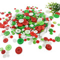 300g/Pack Mixed Sizes Christmas Round Resin Buttons DIY Craft Kit for Children, 600-700 Pieces/Pack