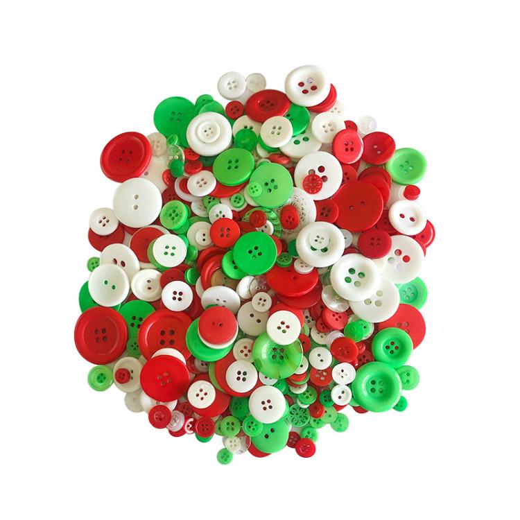 300g/Pack Mixed Sizes Christmas Round Resin Buttons DIY Craft Kit for Children, 600-700 Pieces/Pack — view 2
