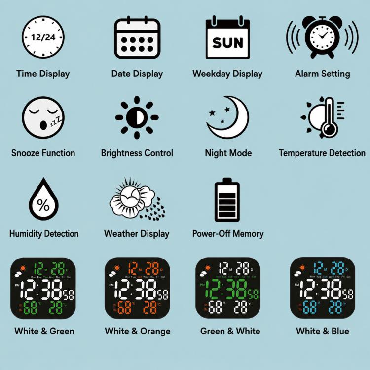 DS-3828L Multifunctional LED Digital Weather Display Electronic Clock — view 6