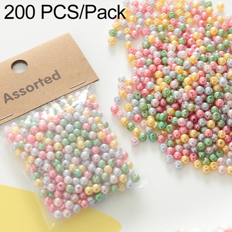 100 PCS/Pack Colored ABS Plastic Beads DIY Bracelets Accessories — 6mm White