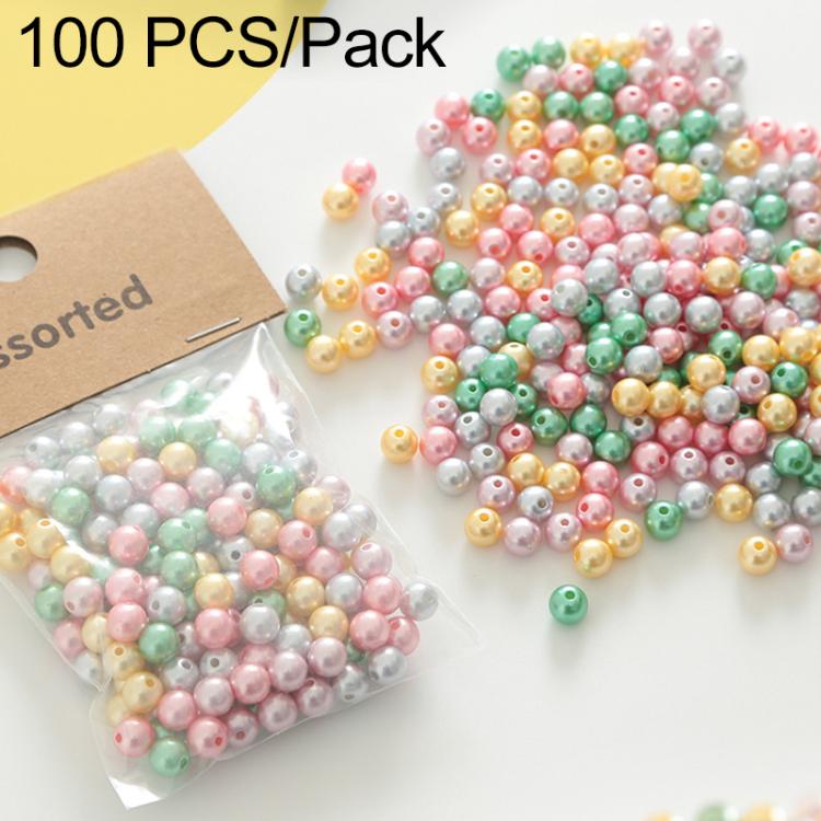 100 PCS/Pack Colored ABS Plastic Beads DIY Bracelets Accessories — 6mm Colorful