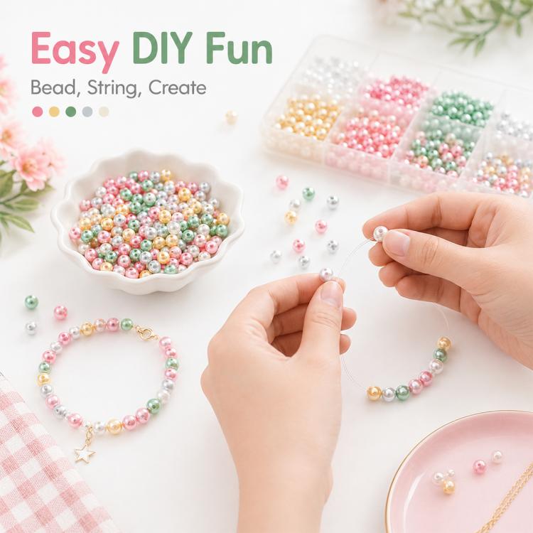 100 PCS/Pack Colored ABS Plastic Beads DIY Bracelets Accessories — view 9