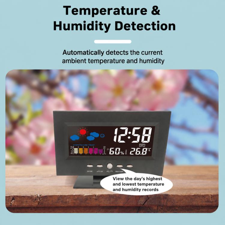 DS-8082TS LCD Multifunctional Voice-Controlled Backlit Weather Display Electronic Clock — view 6