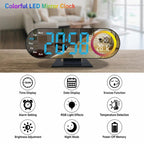 DS-3827LW Desktop Colorful Light LED Digital Display Mirror Electronic Clock — Sky Blue