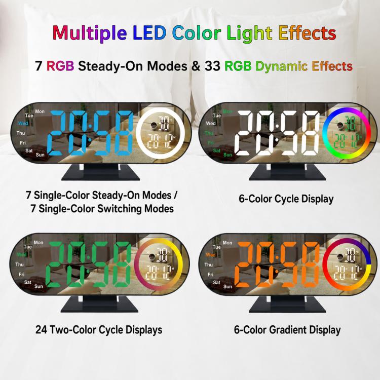 DS-3827LW Desktop Colorful Light LED Digital Display Mirror Electronic Clock — view 8