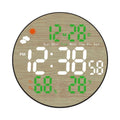 DS-5853L Multifunctional Wall Clock, LED Round Bamboo Pattern Weather Display Electronic Clock