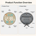 DS-5853L Multifunctional Wall Clock, LED Round Bamboo Pattern Weather Display Electronic Clock — view 7