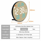 DS-5853L Multifunctional Wall Clock, LED Round Bamboo Pattern Weather Display Electronic Clock — view 9