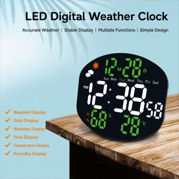 DS-3816L Multifunctional LED Digital Large Screen Weather Display Electronic Clock with Remote Control — Sky Blue