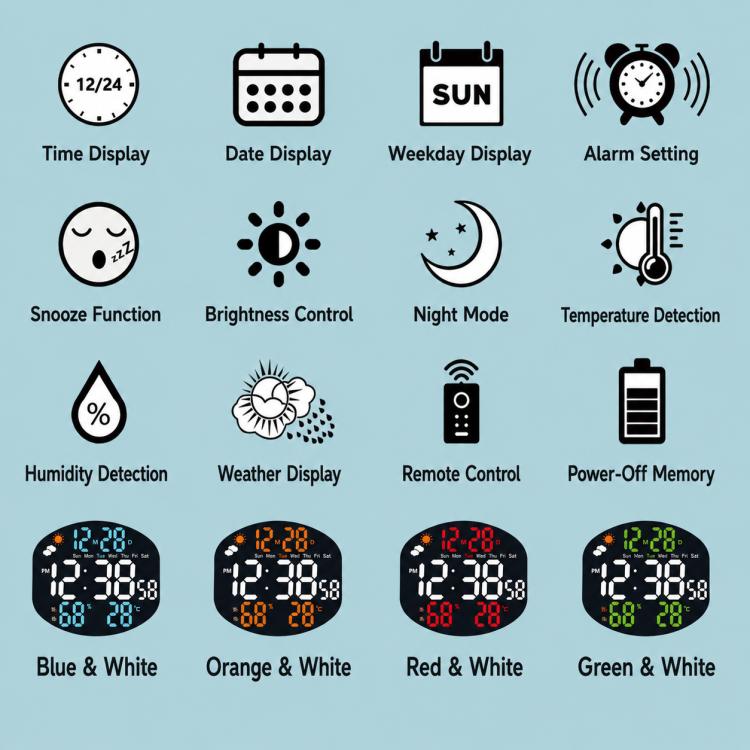 DS-3816L Multifunctional LED Digital Large Screen Weather Display Electronic Clock with Remote Control — view 6