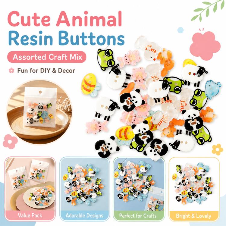 8 PCS/Pack Colorful Animal-shaped Design Resin Buttons — view 3