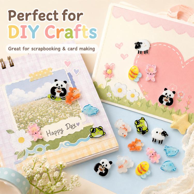 8 PCS/Pack Colorful Animal-shaped Design Resin Buttons — view 4