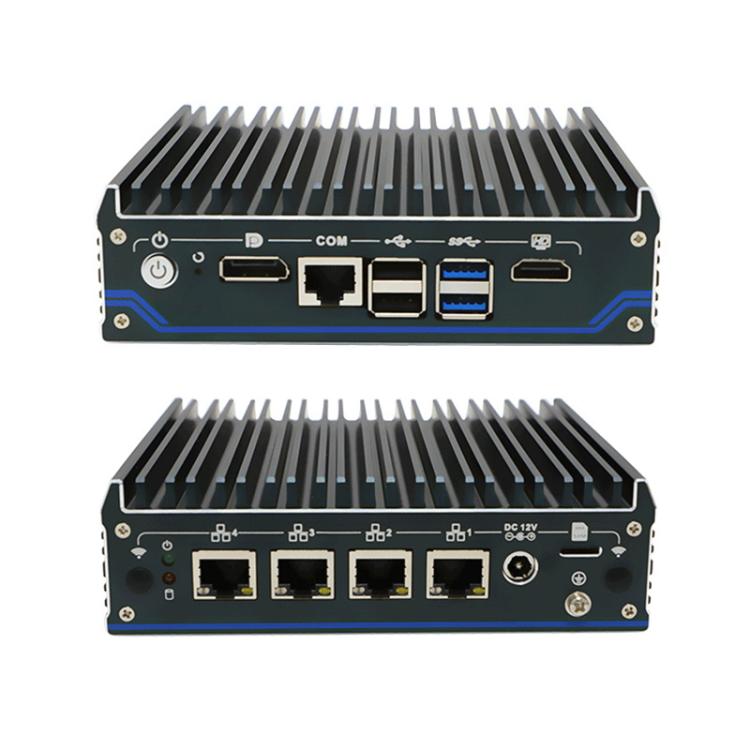 Intel Celeron J6412 Industrial Mini PC with Four Network Ports — 8GB + 128GB